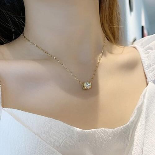 316L Stainless Steel New Fashion Upscale Jewelry Zircon Beaded Roller Shape Charms Chain Choker Necklaces Pendants For Women