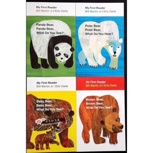 4PCS English book for children My First Reader Mini Library: Brown Bear, Brown Bear, What Do You See? educational popular book