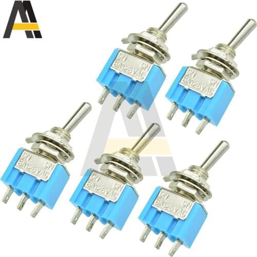 5pc/LOT Blue Mini MTS-102 3-Pin SPDT ON-ON 6A 125VAC Miniature Toggle Switches MTS-102 3 Pin Power Switch