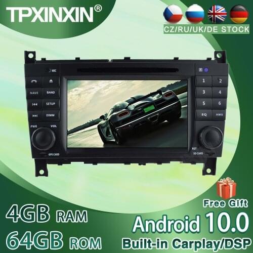 For Mercedes Benz C-Class W203 2004-2007 4+64GB Android 10 Car CD DVD Player GPS Navigation Auto Multimedia Player Tape Recorder