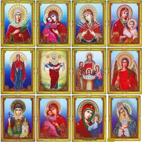 AZQSD Full Round Drill Diamond Painting Jesus Cross Stitch Handicraft Diamond Embroidery Religious Mosaic Home Decoration