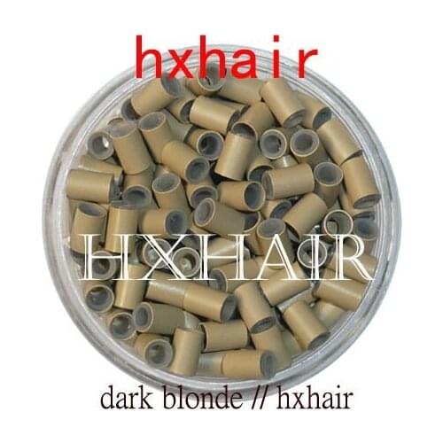 Freeshipping- 1000pcs 4.0mm With Silicone Copper Tube Rings Links Beads / Black D-Brown Brown L-Brown D-Blonde Blonde