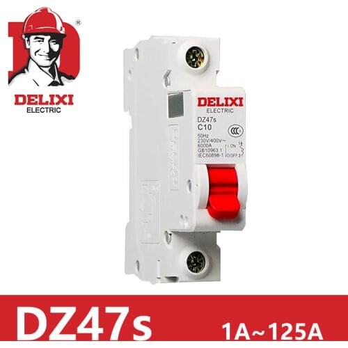 Free Shipping Circuit Breaker DZ47s DELIXI 1P 1A 3A 6A 10A 16A 20A 25A 32A 40A 63A 100A 125A