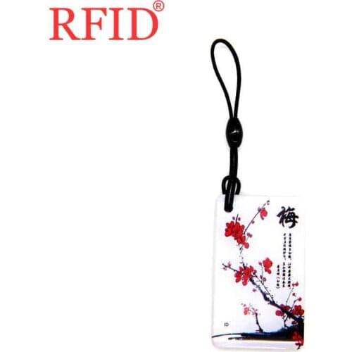 ID 125khz EM4305 EM4205 Replicable Writable RFID Card Keychain Plum Blossom Pattern Dropping Glue Waterproof Keyfob Key Fobs 1