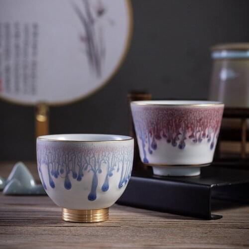 Kung Fu Tea Cup Single Ceramic Teacup Tea Cup Master Cup Single Cup Personal Coarse Pottery Creative Antique Tea Bowl Teacups