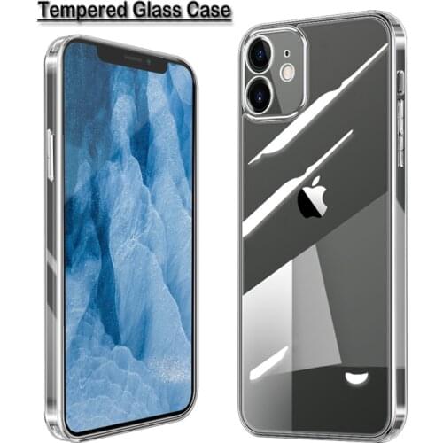 Transparent Glass Phone Case For iPhone 11 Pro 12 Pro Max Case 12 Mini SE 2020 7 Plus 8 Plus X XR 11Pro 12Pro XS Max Clear Cover