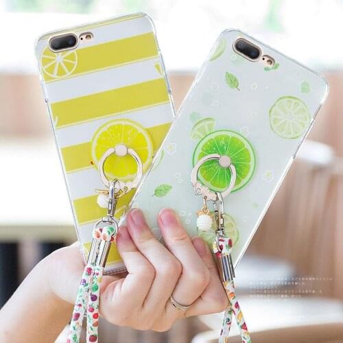 Phone Case Lovely Fruits With Phone Holder Ring Stand Mobile Phone Case Cover for iPhone 6 7 8 11 Plus XS Max XR