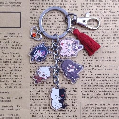 Danganronpa: Trigger Happy Havoc Acrylic Tassels Classic Anime Cute Bohemia Keychain For Bag Car Women Men Jewelry Key Ring