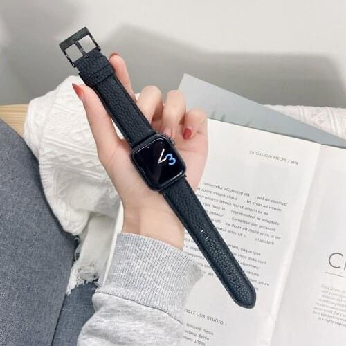 Business Leather Bracelet Belt for iWatch Band 38/42 40/44 SingleTour Strap for Apple Watch Wristband Correa Series 6se 5 4 3 2