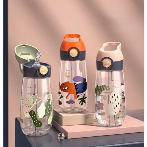 480ml Cartoon Sippy Cup Childrens Plastic Water Bottle with Lid Rope Multiple Leakproof Safe Material Healthy Drinking Water