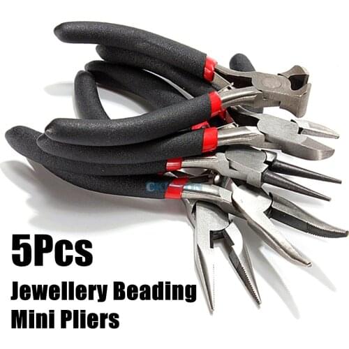 DHL 10PCS x5Pcs Mini Jewellery Plier Cutter Round Bent Nose Beading Making Design Tool Kit