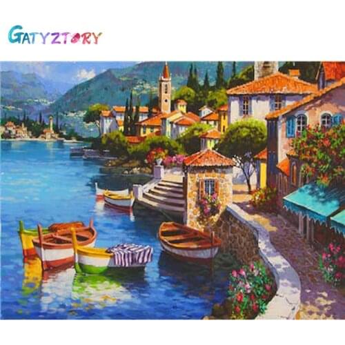 Gatyztory Paint By Numbers Landscape Coloring By Numbers For Adults Seaside Acrylic Paints Decorative Frames Home Decor