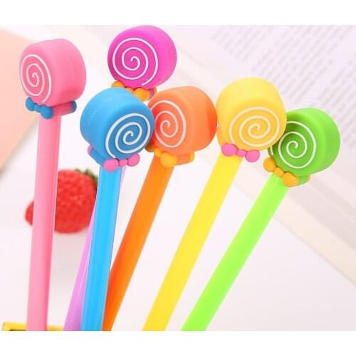 20 PCs New Style Candy Color Lollipop Gel Pen Creative Learning Stationery Office Signature Pen Cute Cartoon Paint Pen