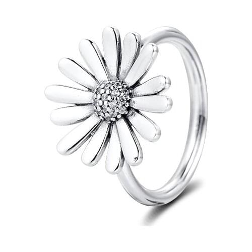 Pave Daisy Flower Statement Ring 925 Sterling silver Jewelry Rings For Woman European Style Silver Rings For Jewelry Making