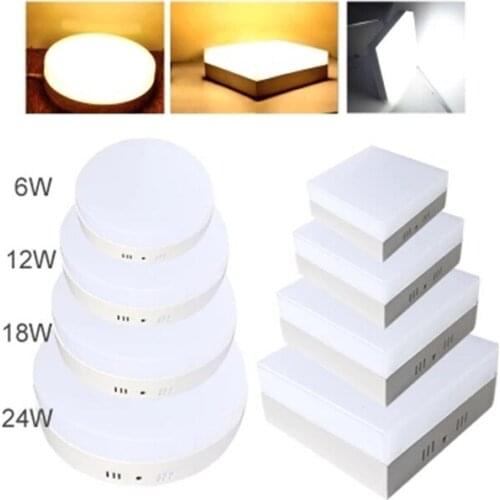 Square/Round Ceiling LED Panel Down Light 6W 12W 18W 24W AC85-265V Surface mounted LED Ceiling Lamp is 2835SMD Aluminum PCB