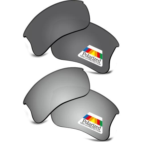 Bwake 2 Pairs Black & Silver Polarized Replacement Lenses for-Oakley Half Jacket XLJ Sunglasses Frame