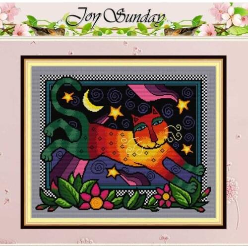 Rainbow Cat Cartoon Counted Cross Stitch 11CT 14CT Cross Stitch Sets Wholesale Chinese Cross-stitch Kits Embroidery Needlework