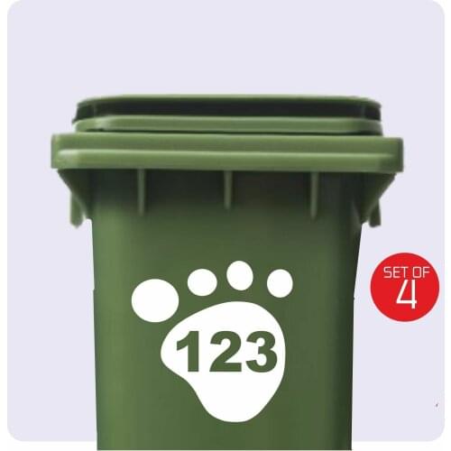 3 X White Wheelie Bin House Number Butterfly Stickers Customized Personality Stickers 15cmx18cm