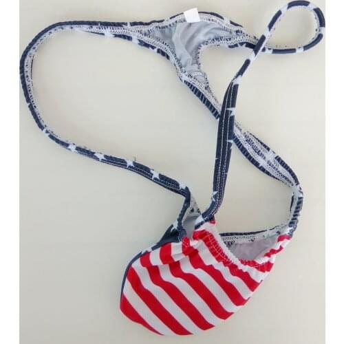 2017 new European and American popular low waist mens underwear scrotum care Lutun Jitu pouch thong Mens Stars and Stripes