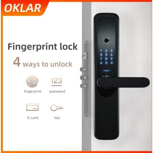 OKLAR Biometric Fingerprint Door Lock Authority Security Intelligent Smart Eletronic Door Lock Password IC Card Key Smart Unlock