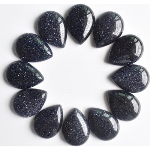 Wholesale 12pcs/lot trendy good quality blue sand stone water drop CAB CABOCHON teardrop beads 25x18mm for jewelry making free