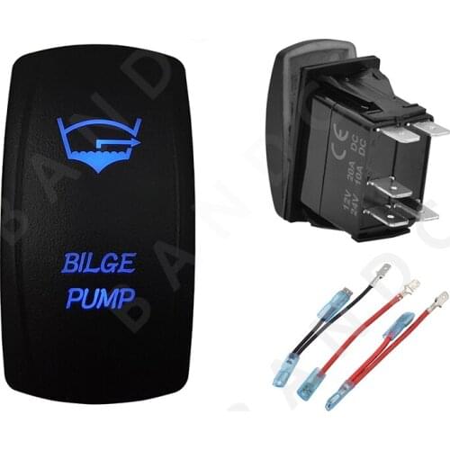 BILGE PUMP Rocker Switch for Caravan Car Boat Marine RV , Universal Fitment，Waterproof ，12V/24V , Blue LED，Jumper Wires Set