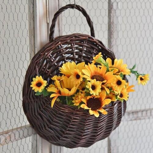 Handmade Rattan Hanging Flower Pot Balcony Dried Flower Wicker Basket Living Room Balcony Hall Terrace Decoration
