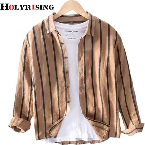 Classic men shirts striped balck coffee shirt homme cotton leisure мужская одежда loose comfortable streetwear outwear 19528