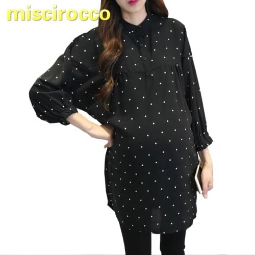 Maternity Shirts Wear Spring and Autumn New Pregnant Woman Long Sleeve Blouse Base Clothing Point Office Working
