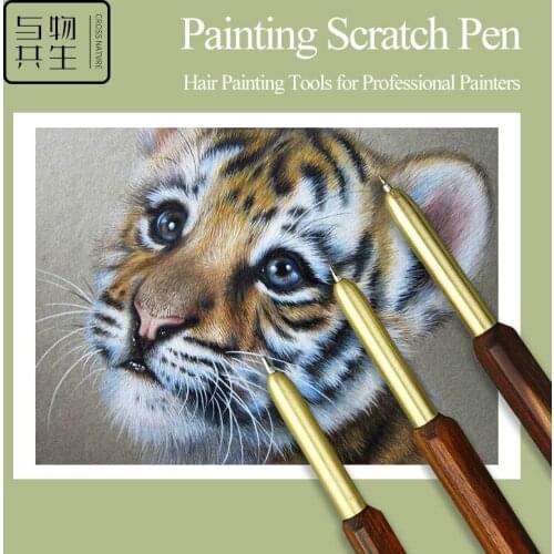 CROSS NATURE Art Sketch Hair Painting Scratch/Creasing Pen 0.38/0.5/1.0mm Drawing Scraping Pen Scratch Colors Show Works Details