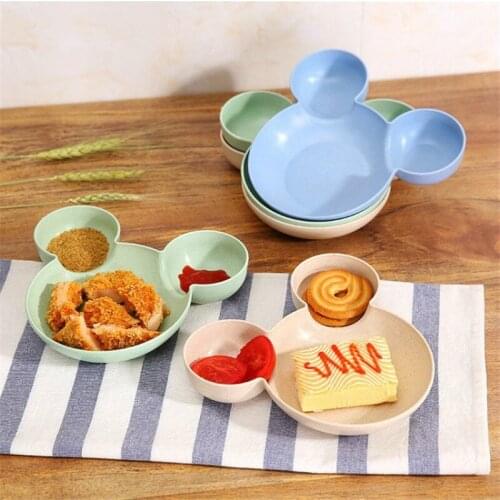 Mickey head shape Rice Bowl Dishes Plate Kids Baby Children Feeding Bowl Plastic Cereal Snack Meal Bowl Portable Tableware set