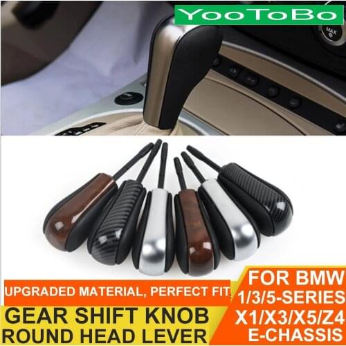 Silver Carbon Fiber Car Gear Shift Knob Lever Round Head For BMW 1 3 5 7-Series E46 E39 E38 E83 E36 E60 E53 X3 X5 X6 E81 E90 E85
