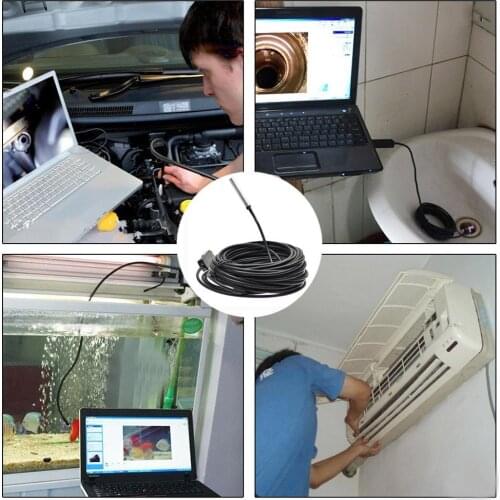 USB Endoscope Inspection Borescope Camera HD 5.5mm Built-in 6 Adjustable LED Lights with 20M Cable IP67 Waterproof