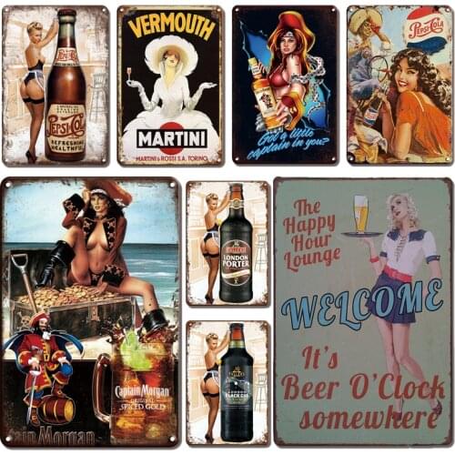 Vintage Styles French Beer Poster Tin Sign Theme Irish Bars Decor Metal Plate Retro Vodka Iron Painting Stickers Home Decoration