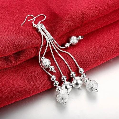 New High Quality fashion Jewelry 925 Sterling Silver Earrings for Woman tassel bead drop earrings wedding Holiday Gifts
