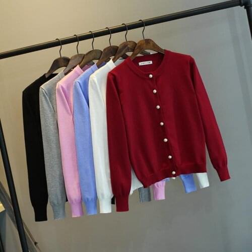 2021 New Knitwear Women 'S Long Sleeve Round Neck Slim Fit Slimming And Short Thick Top Thick Sweater Knitted Cardigan Women