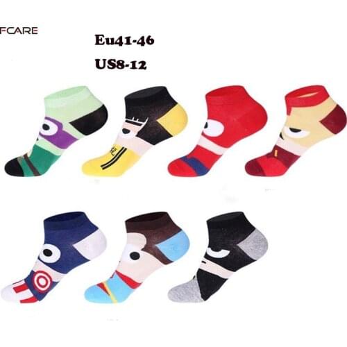 1 pair summer short low Plus size big Captain American marvel cartoon ankle funny cute cotton socks calcetines chaussettez