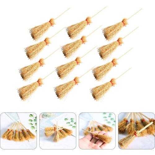 12Pcs Doll House Brooms Miniature Brooms Mini Furniture Model Photo Props