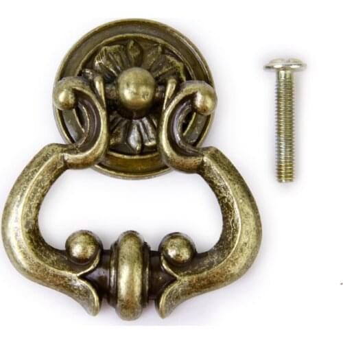 2xAntique Brass Cabinet Cupboard Wardrobe Drawer Knob Door Pull Handle 55mm/2.2"