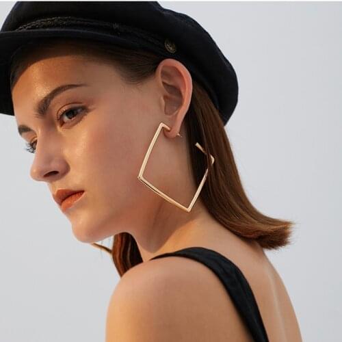 2021 Metal Square Earrings For Women Exaggerated Fashion Gold Color Simple Dangle Drop Earrings Hanging Earring Female Jewelry