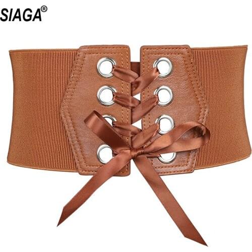 2021 New Designer Womens Wide Elastic Waistband Leather Cummerbunds Ladies Fashion Slim Design Overcoat Belt for Women FCO260