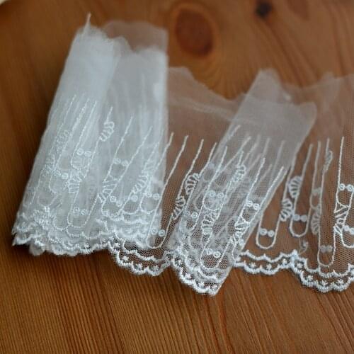 5Meters/lot 10cm wide white mesh finger pattern embroidery lace clothing garment sewwing material SC100