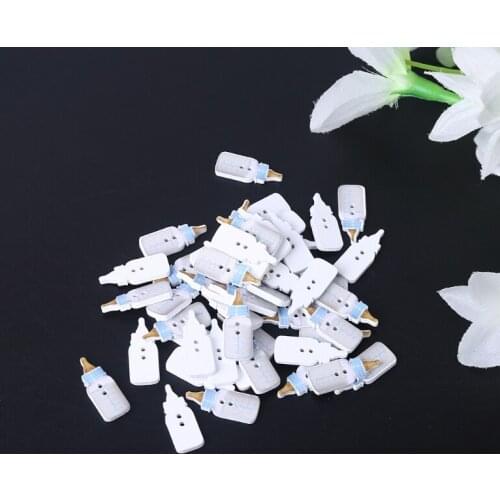 50 Pcs Baby Bottle Painted Buttons 2 Holes Wooden Buttons for Crafting Sewing Card Making Scrapbooking DIY Crafts