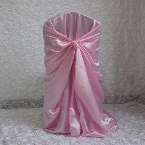 50PCS Pink Satin Chair Cover For Wedding Restaurant Banquet Home Party Dinner Chair Decoration