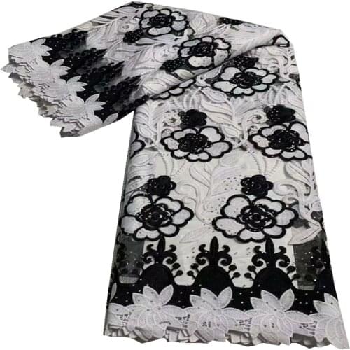 African Latest Lace Fabric Nigeria Fabric Lace Embroidery Rhinestones Lace African Bridal Fabric for Wedding Party DF-130