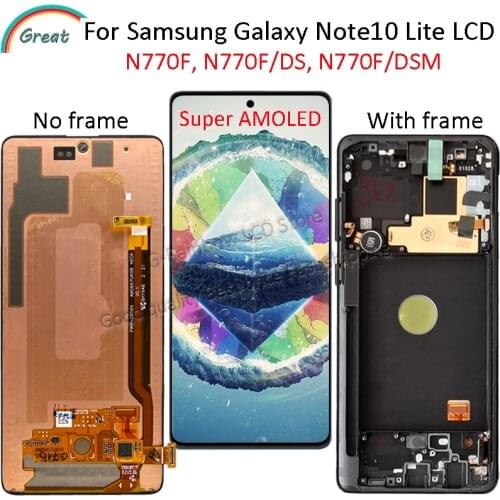 Super AMOLED For Samsung Galaxy Note 10 Lite Display LCD with Frame N770F N770F/DS N770F/DSM Touch Panel Glass Screen Digitizer