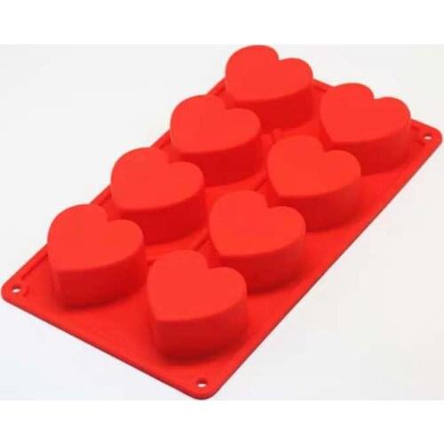 Non Stick 8 Cavities Heart Shape Mold Silicone Chocolate Cookie Muffin Baking Tool Mousse Dessert Cake Decorating