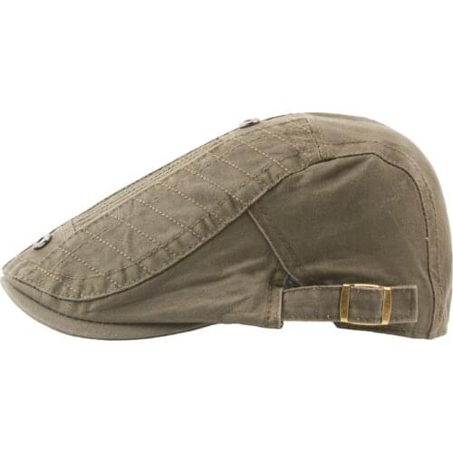 Summer Trendy Mens Korean Cotton Beret Adjustable Solid Color Forward Cap British Style Outdoor Travel Riding Sunhat