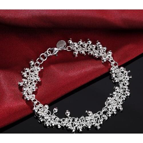 Hot Sale Silver Color Grape Bead Charm Bracelet Fashion Woman Party Jewelry Best Gift New Arrival Drop Shipping