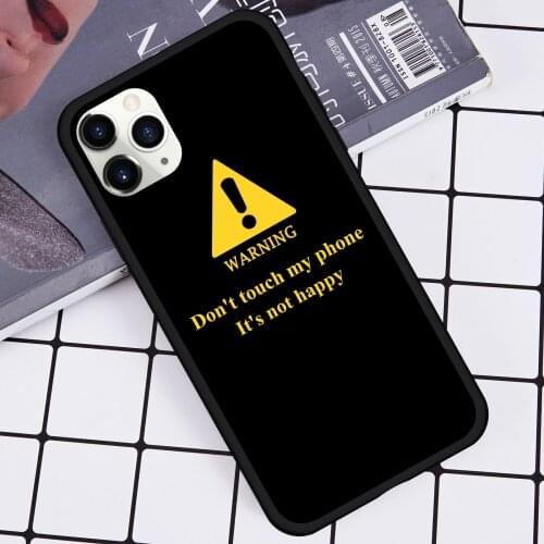 Interesting Funny Warning Text Label Soft PC TPU Phone Cases for iPhone 11 Pro X XS XR Max 7 8 6 6s Plus SE2020 Black Back Cover
